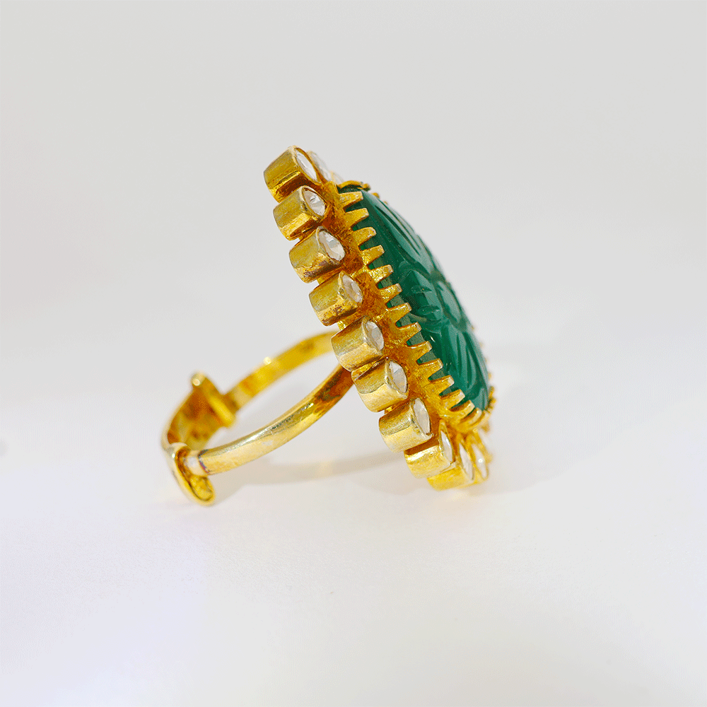 Emerald Drop Royal Kundan Ring - Image 3