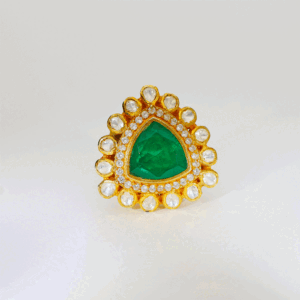 Emerald Triangle Glow Kundan Ring