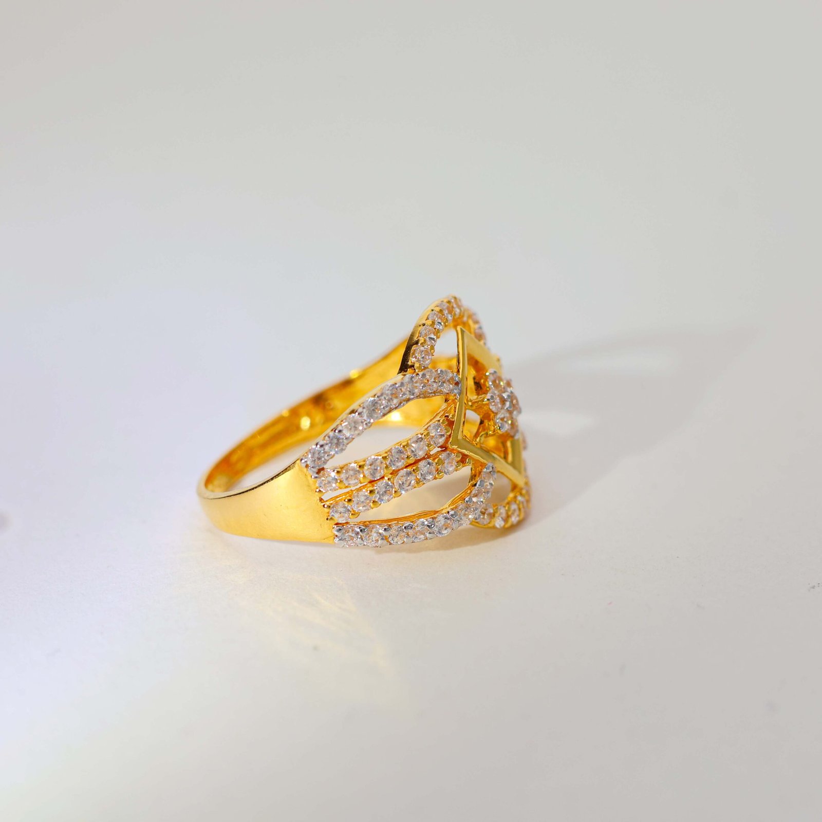Diamond Frame Glow Gold Ladies Rings - Image 2
