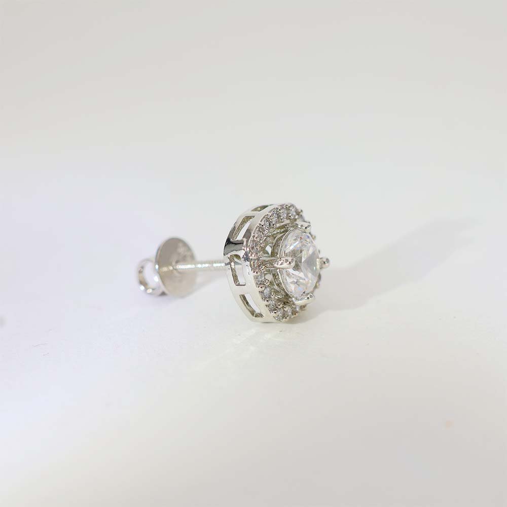 Square Halo Diamond Stud Earrings - Image 5