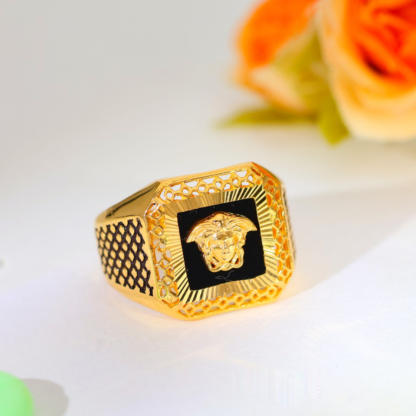 Bold Square Gold Gents Ring - Image 5