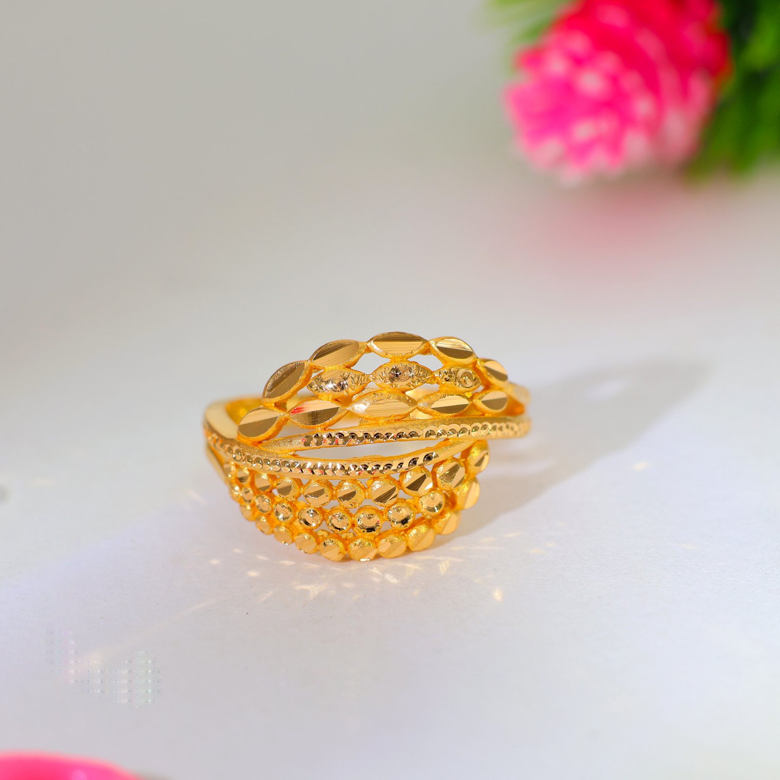 Golden Bloom Gold Ladies Ring - Image 3