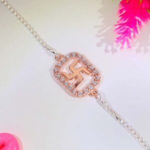 Swastik Good Luck Silver Rakhi