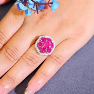 Ruby Flower Diamond Ring