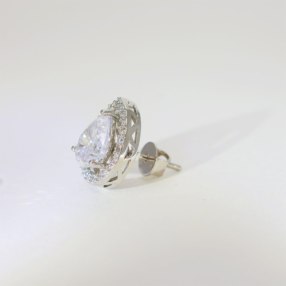 Pear Halo Diamond Stud Earrings - Image 4