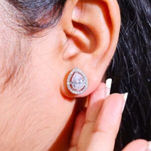 Pear Halo Diamond Stud Earrings