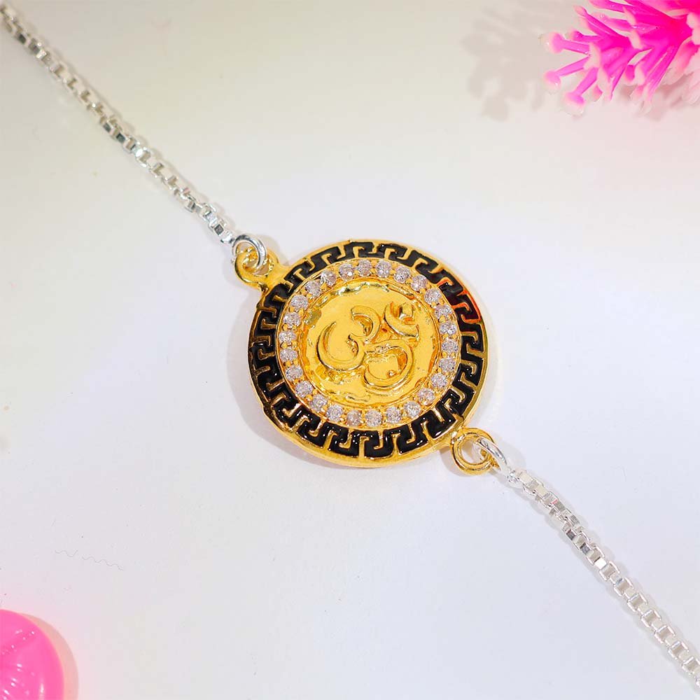 Golden Om Silver Rakhi