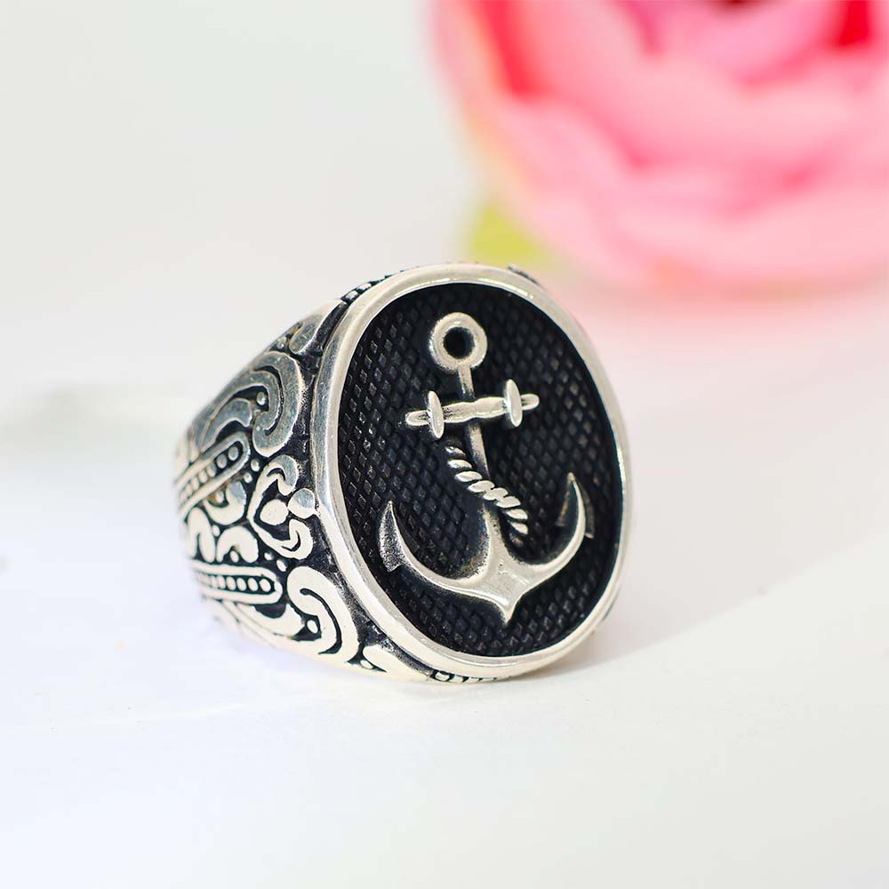 Ocean Anchor Silver Gents Ring - Image 6