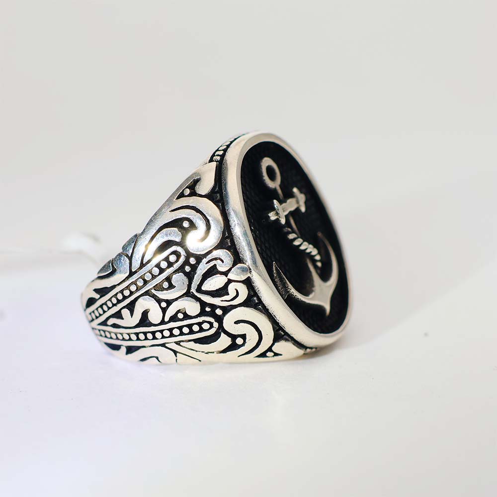 Ocean Anchor Silver Gents Ring - Image 5