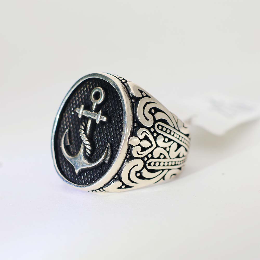 Ocean Anchor Silver Gents Ring - Image 4