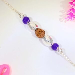 Rudraksha Beads Silver Rakhi