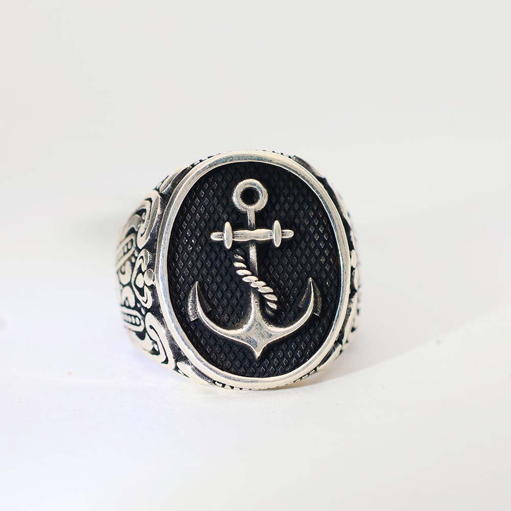 Ocean Anchor Silver Gents Ring - Image 2