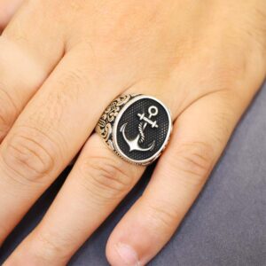 Ocean Anchor Silver Gents Ring