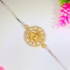 Golden Om Chakra Silver Rakhi
