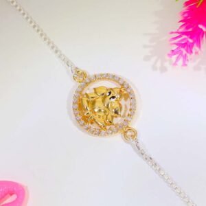 Golden Ganesh Ji Silver Rakhi