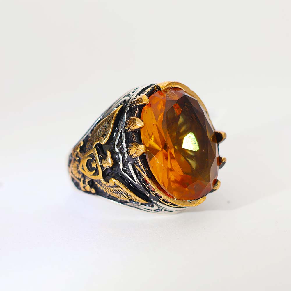 Golden Amber Majesty Gents Ring - Image 4