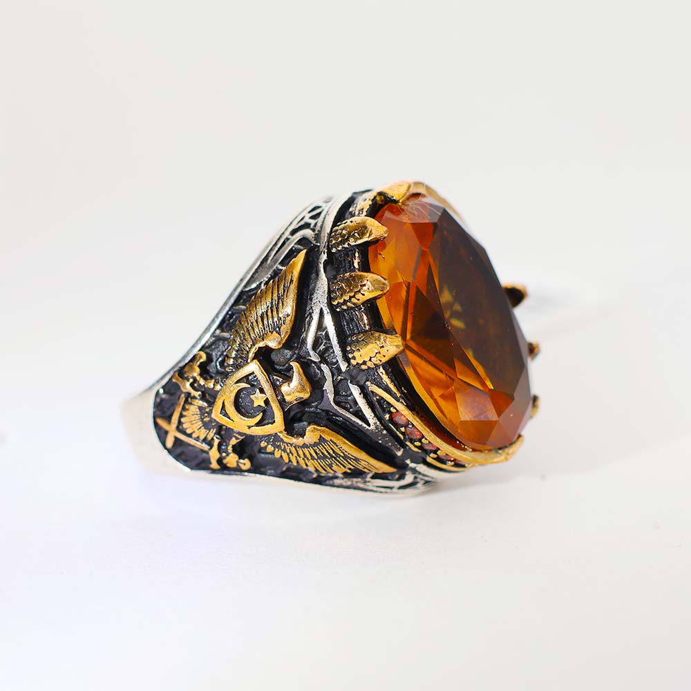 Golden Amber Majesty Gents Ring - Image 5