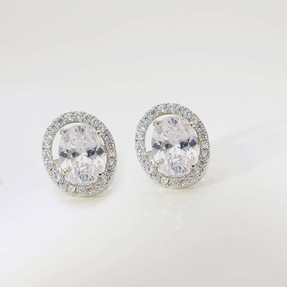 Oval Glow Diamond Stud Earrings - Image 2
