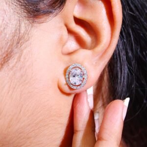 Oval Glow Diamond Stud Earrings