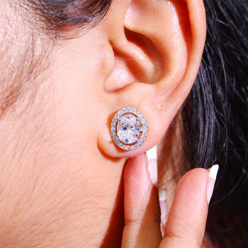 Oval Glow Diamond Stud Earrings