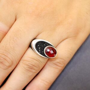 Red Spark Silver Gents Ring