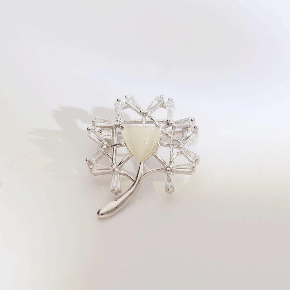 Crystal Heart Bloom Brooch - Image 2