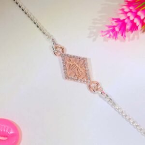 Rose Gold Bhai Silver Rakhi