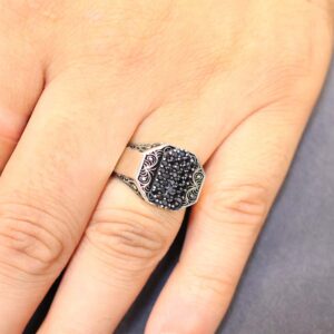 Black Spark Silver Gents Ring