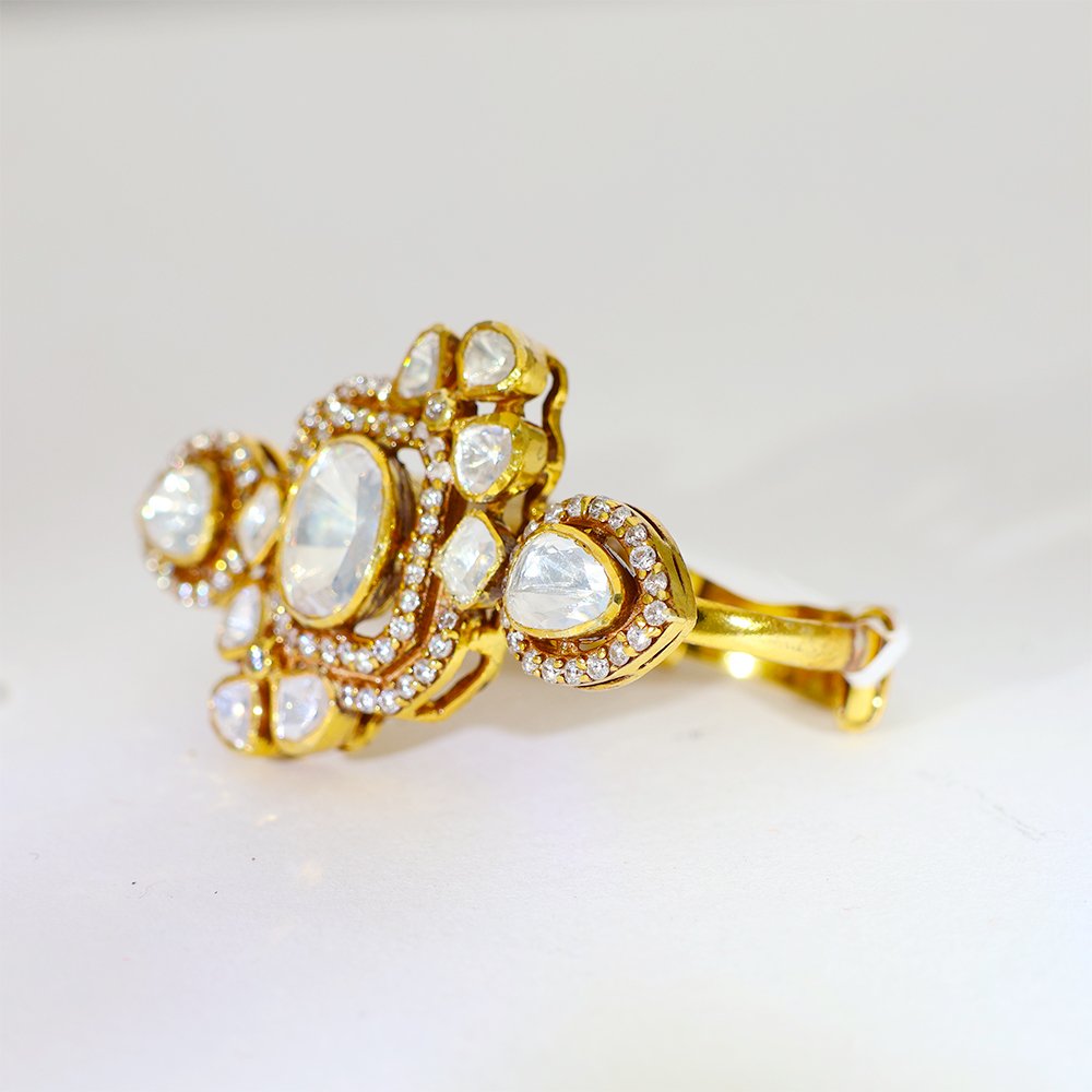 Royal Glow Two in One Double Kundan Ring - Image 3