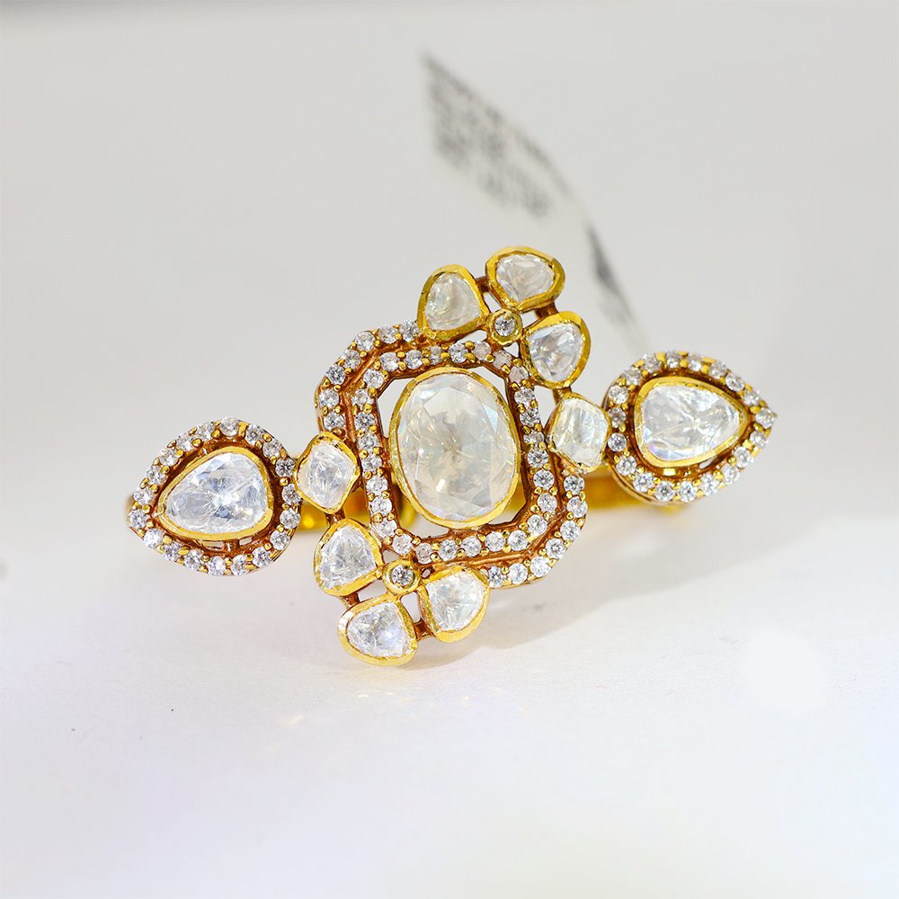 Royal Glow Two in One Double Kundan Ring - Image 4