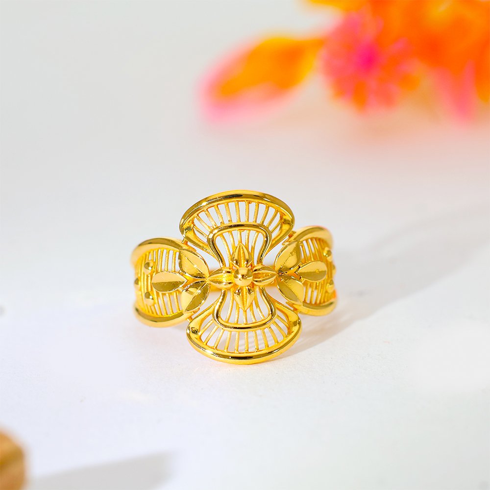 Golden Bloom Gold Ladies Ring - Image 4