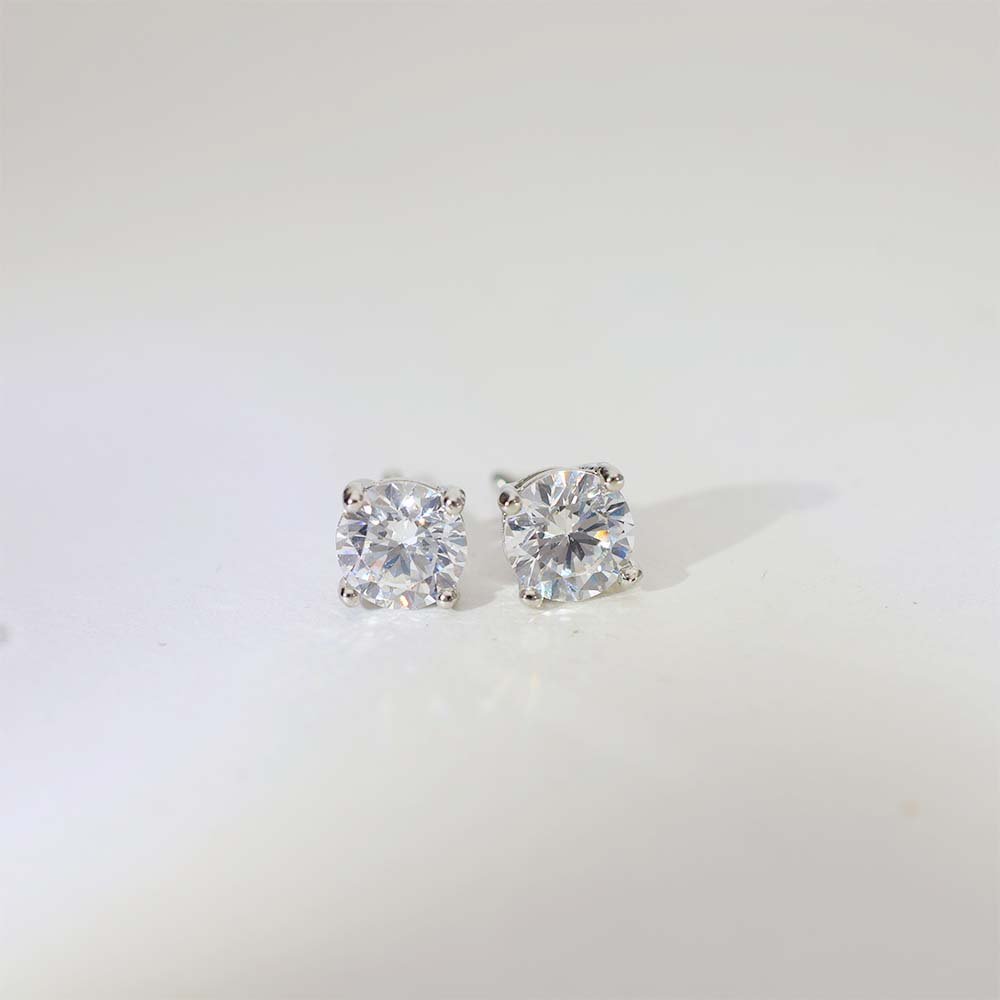 Square Halo Diamond Stud Earrings - Image 6