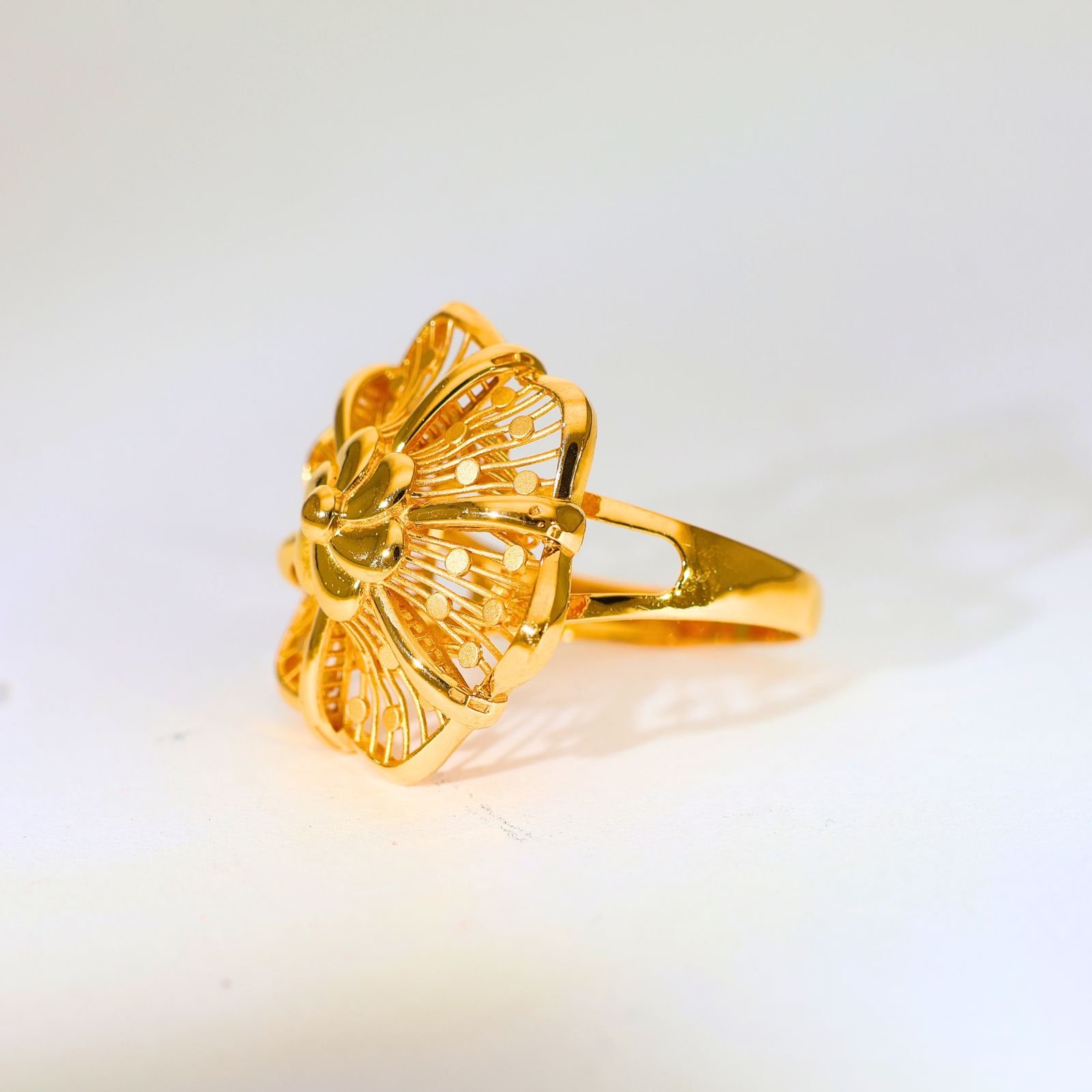 Golden Blossom Gold Ladies Ring - Image 2