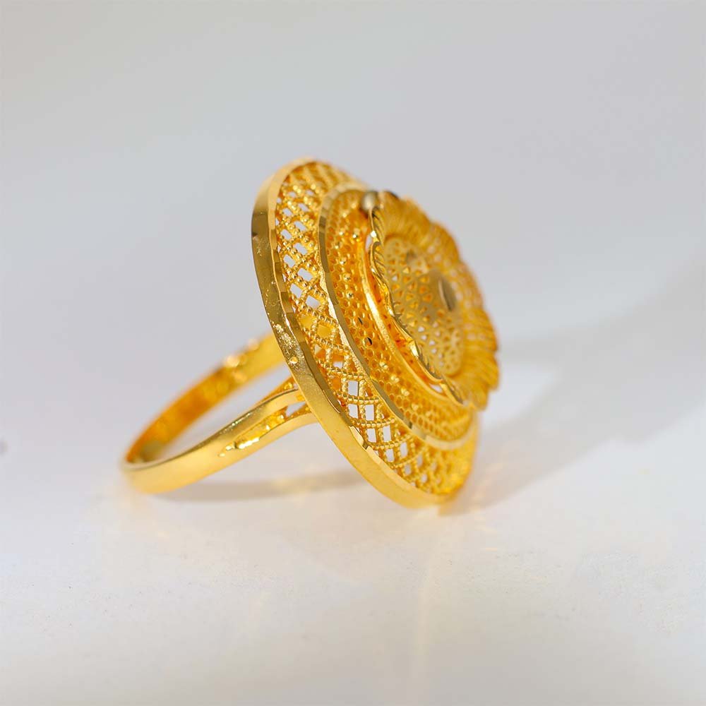 Golden Dome Bloom Gold Ladies Cocktail Ring - Image 3