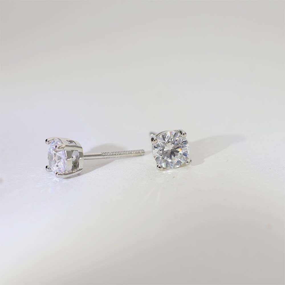 Square Halo Diamond Stud Earrings - Image 7