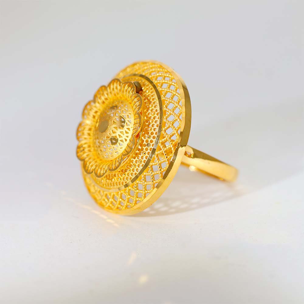 Royal Bloom Gold Ladies Cocktail Ring - Image 2