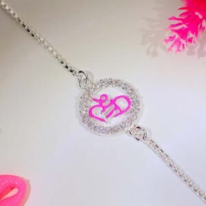 Pink Shree Silver Rakhi