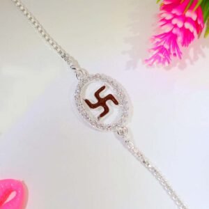 Swastik Blessing Silver Rakhi