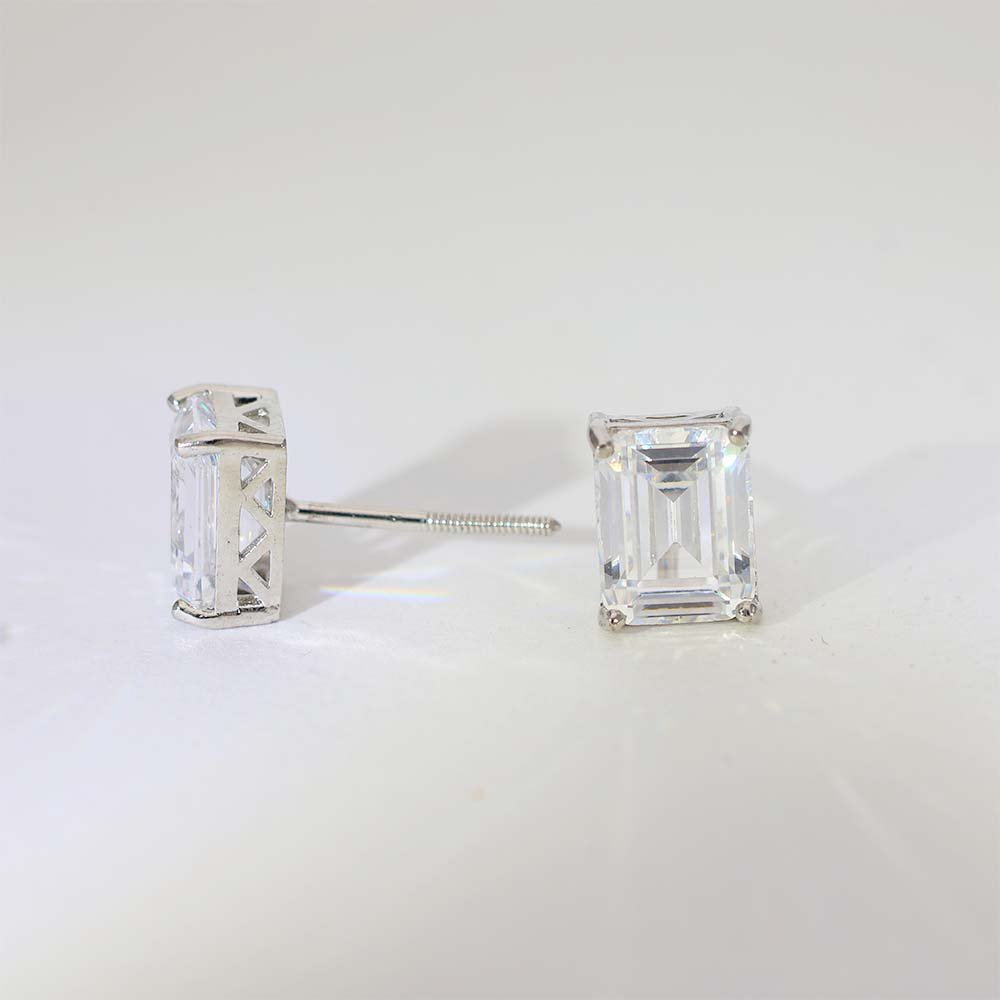 Emerald Glow Diamond Stud Earrings - Image 10