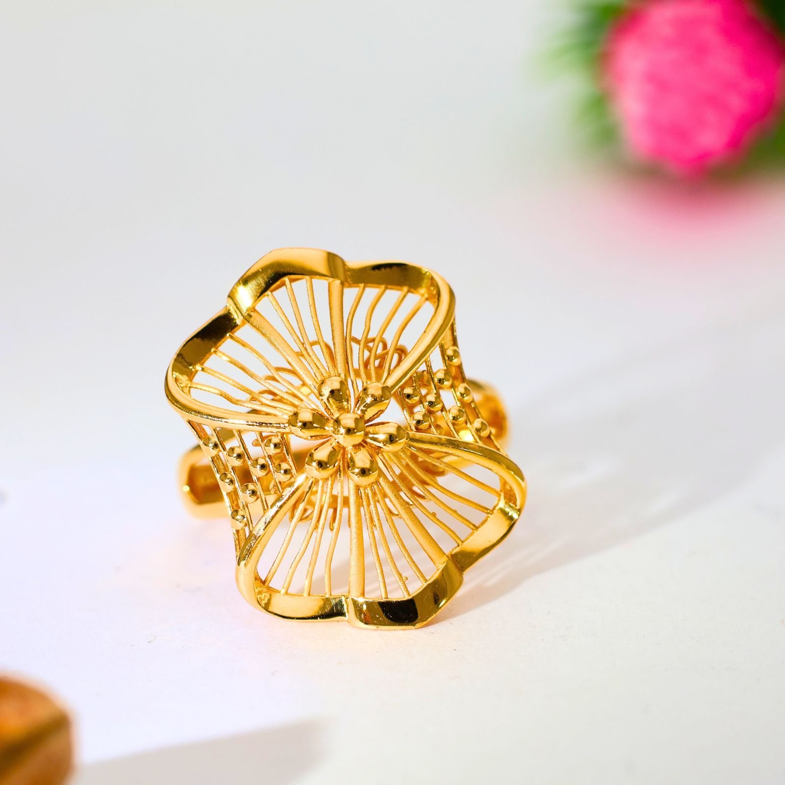 Golden Blossom Gold Ladies Ring - Image 4
