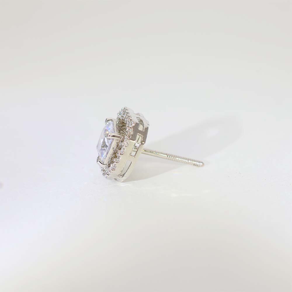Princess Square Diamond Stud Earrings - Image 5