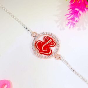 Red Ganesh Silver Rakhi
