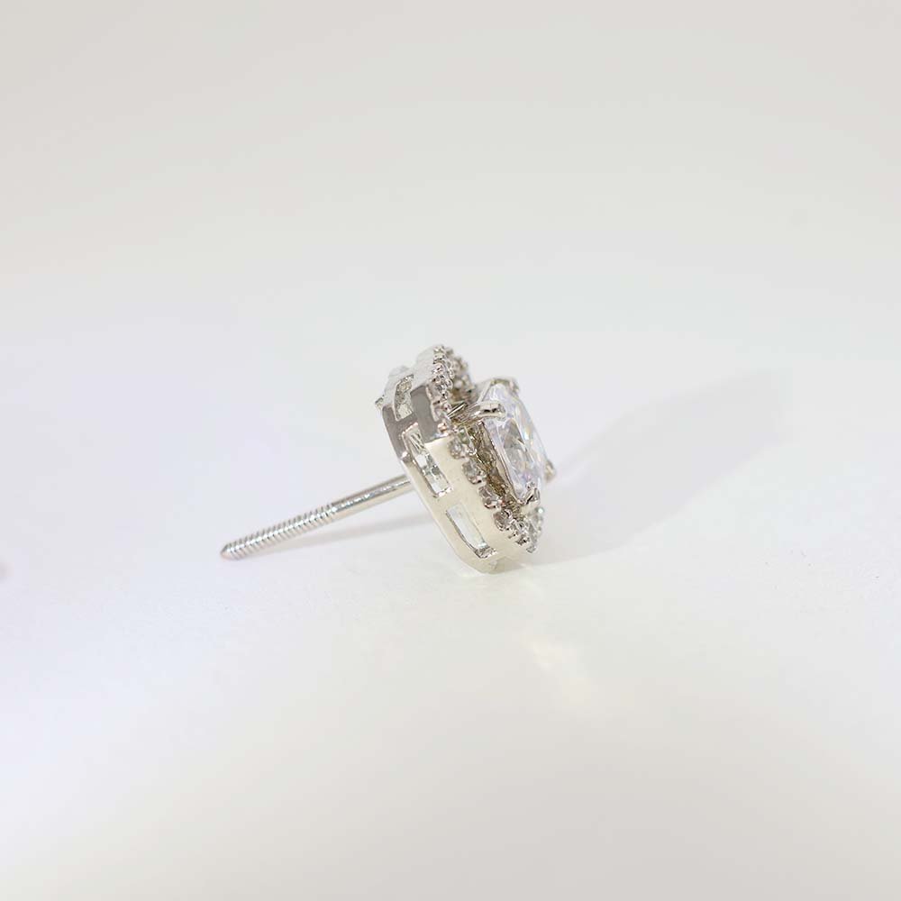 Princess Square Diamond Stud Earrings - Image 6