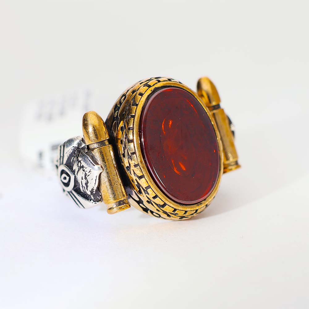 Red Bullet Silver Gents Ring - Image 3