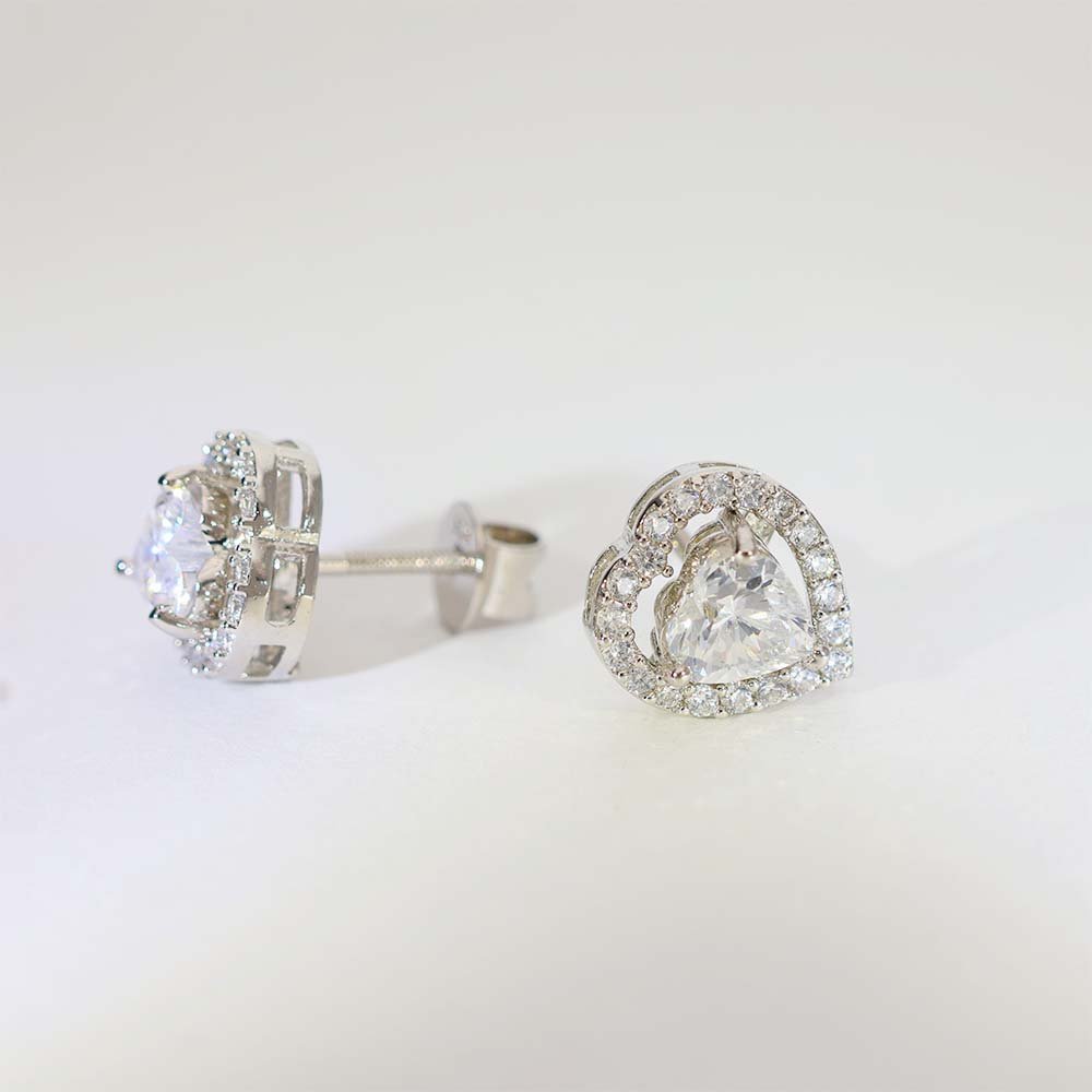 Heart Glow Diamond Stud Earrings - Image 3