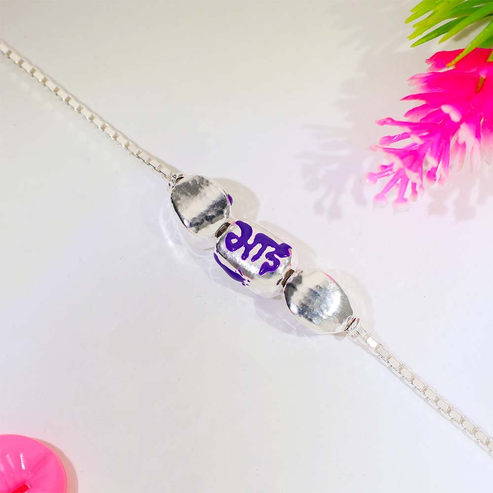 Purple Bhai Silver Rakhi