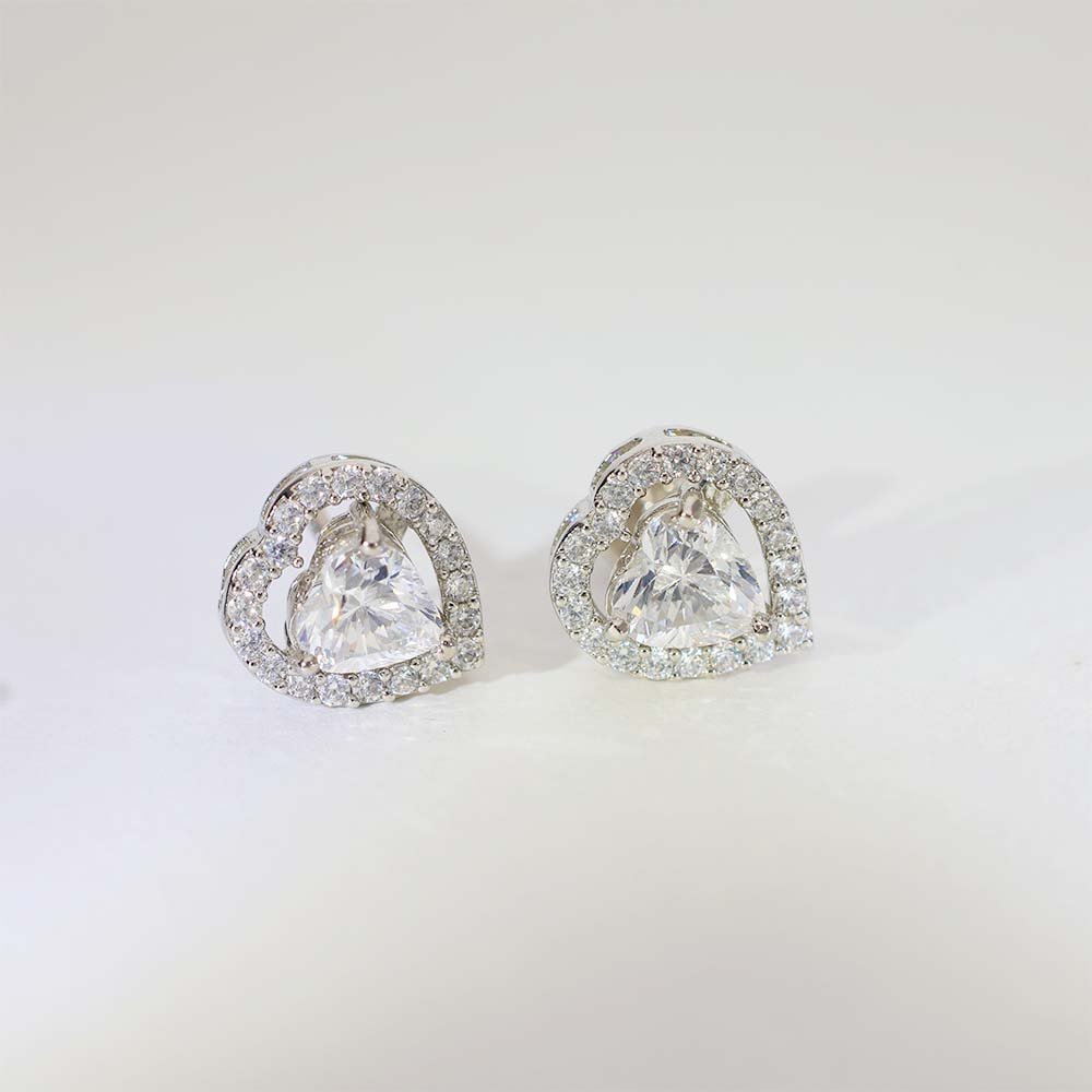 Heart Glow Diamond Stud Earrings - Image 2