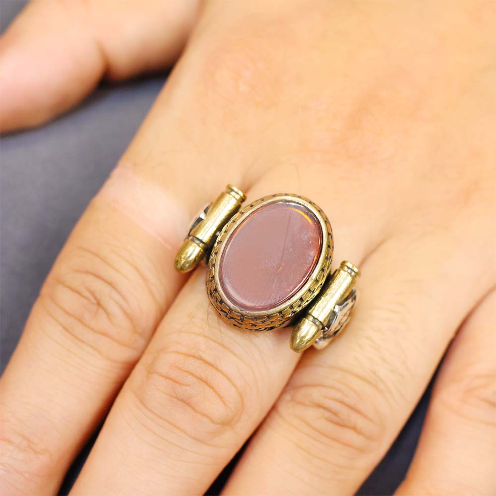 Red Bullet Silver Gents Ring