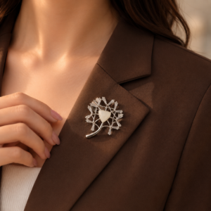 Crystal Heart Bloom Brooch