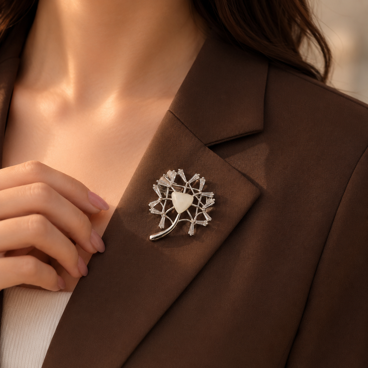 Crystal Heart Bloom Brooch